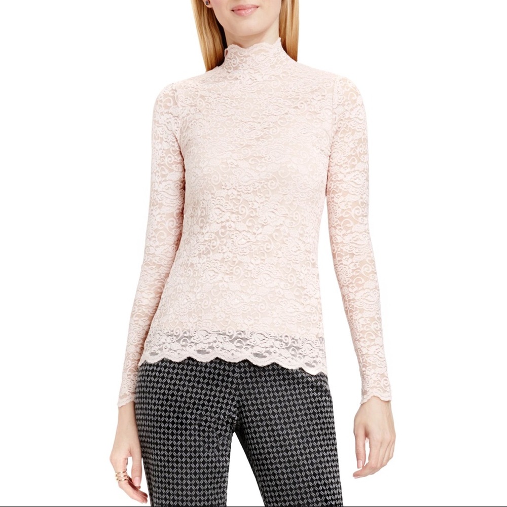 Vince Camuto Stretch Lace Mock Turtleneck